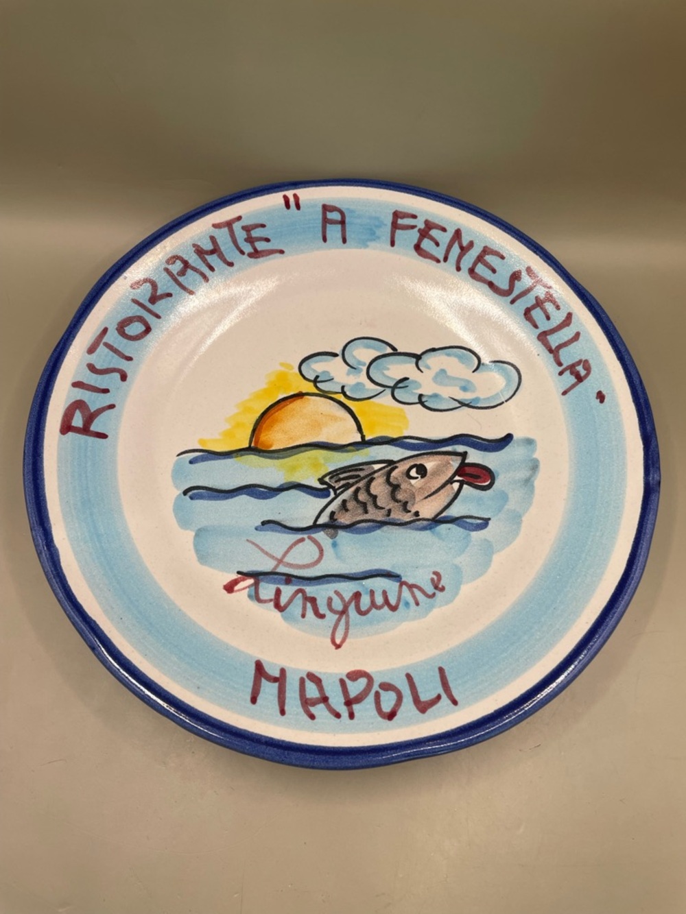 VTG Buon Ricordo ‘93 Plate Ristorante A Fenestella Napoli Italy Fish Linguine 9”